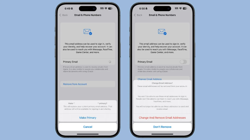 万冲镇苹果手机维修分享苹果 iOS 18.1 支持设置“主要”邮箱地址并更改 iCloud 邮箱 